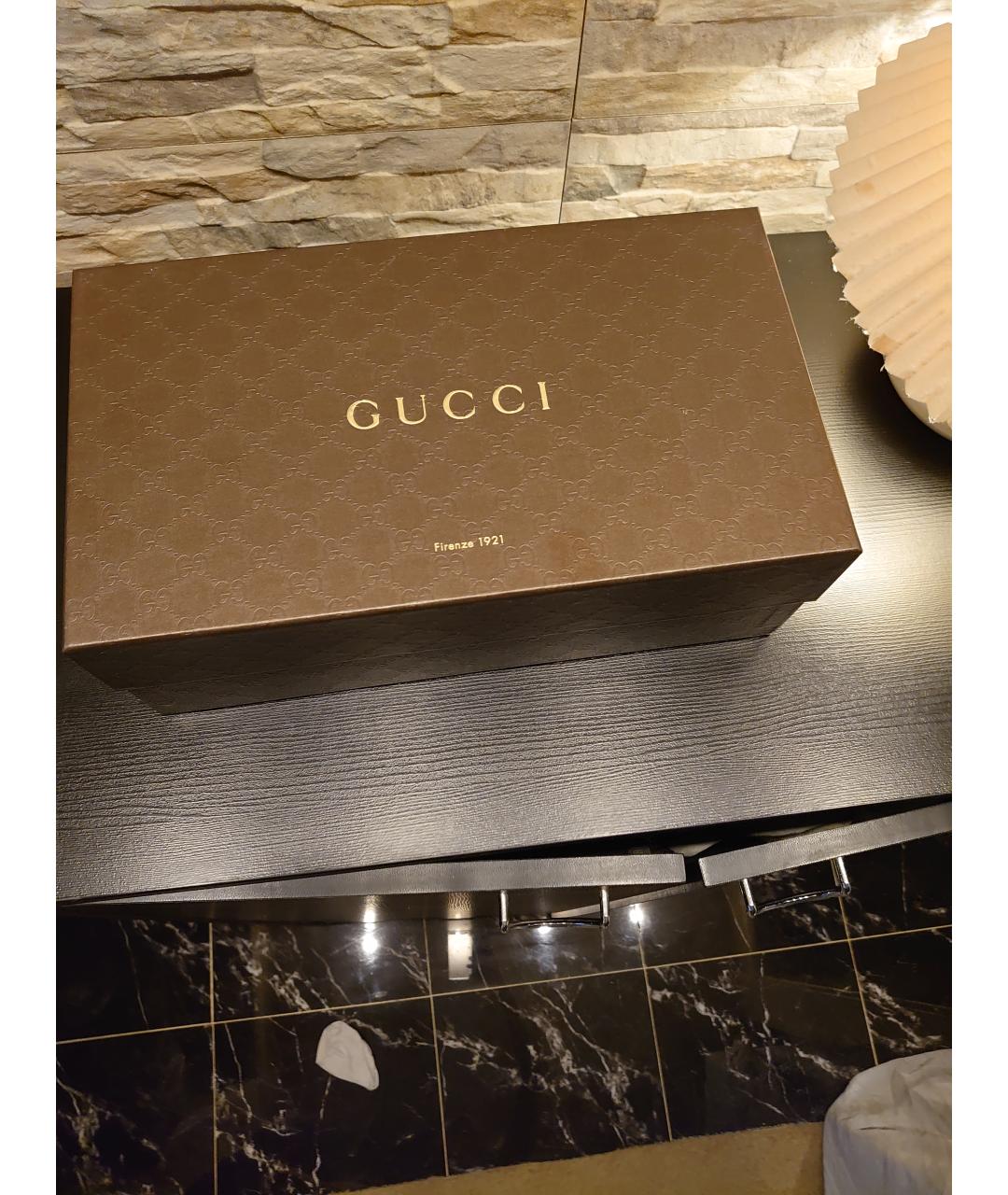 GUCCI Коричневые кожаные низкие кроссовки / кеды, фото 6