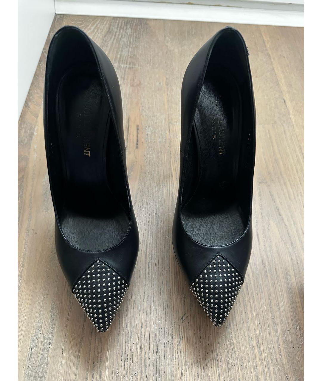 SAINT LAURENT Черные кожаные туфли, фото 2