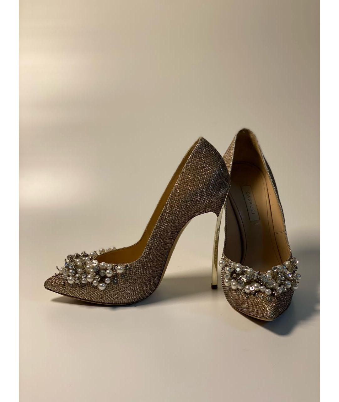 CASADEI Золотые кожаные туфли, фото 6