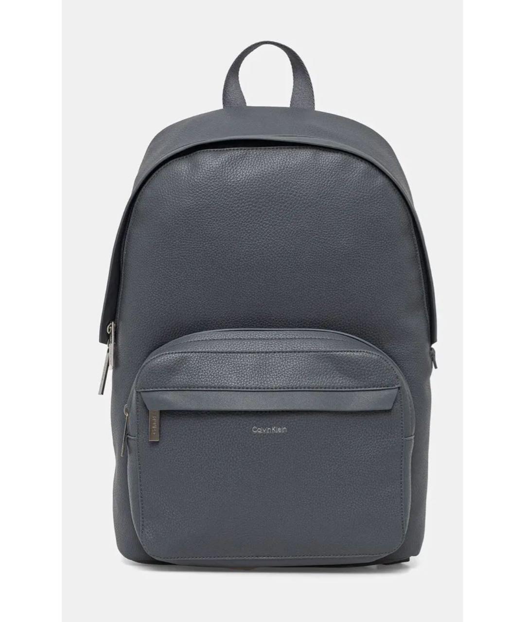 CALVIN KLEIN Серый кожаный рюкзак, фото 3