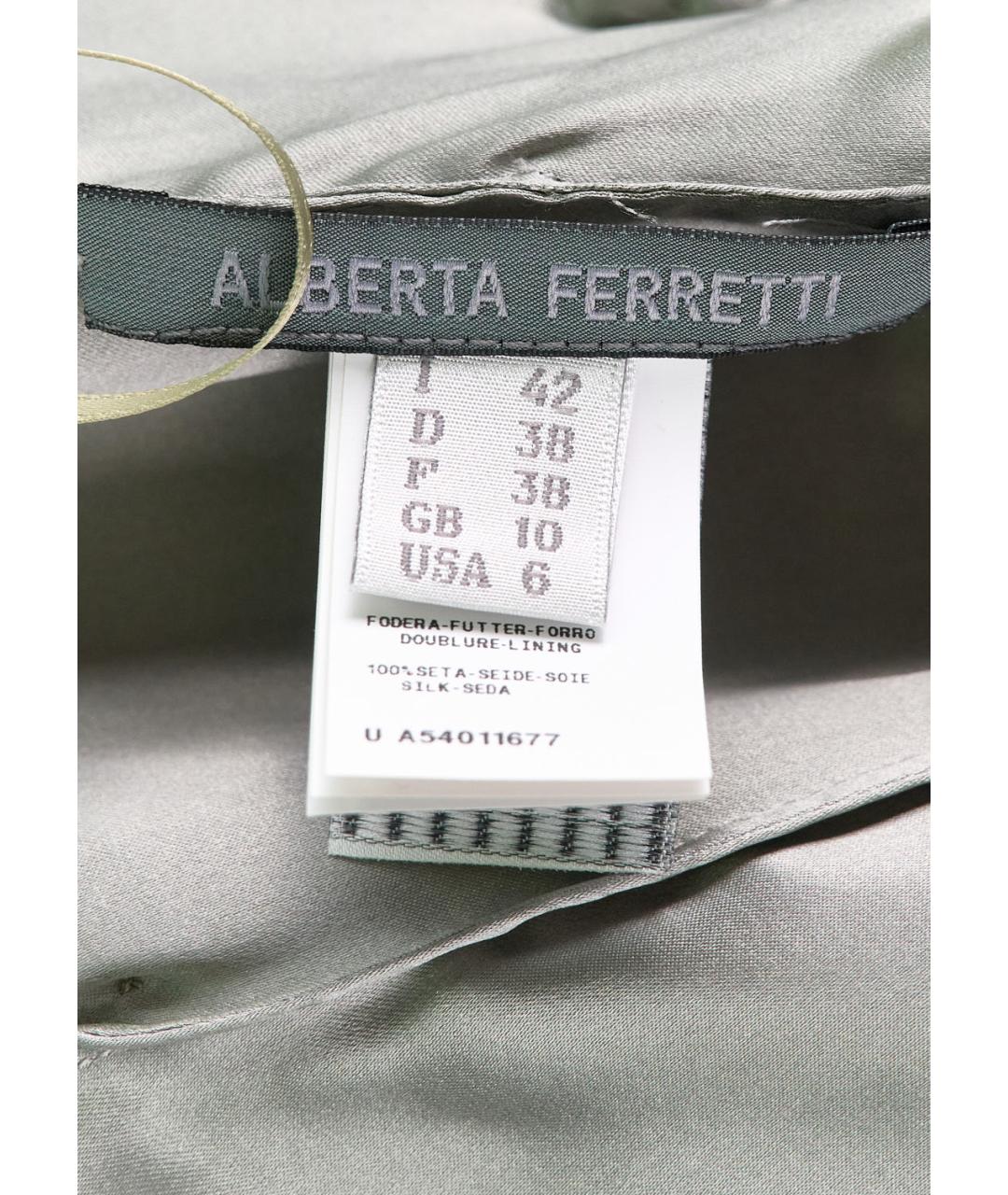 ALBERTA FERRETTI Серое шелковое вечернее платье, фото 5