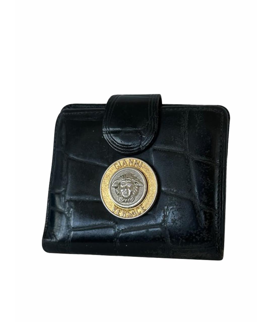 VERSACE Черный кожаный кошелек, фото 1