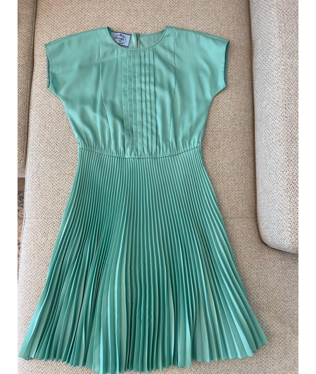 PRADA Салатовыое полиэстеровое коктейльное платье, фото 4