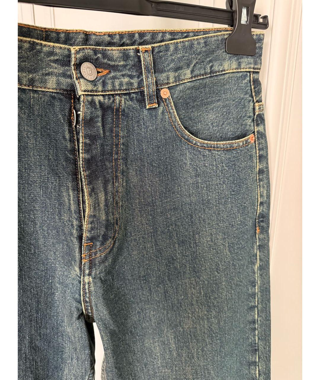 MAISON MARGIELA Синие хлопковые прямые джинсы, фото 4