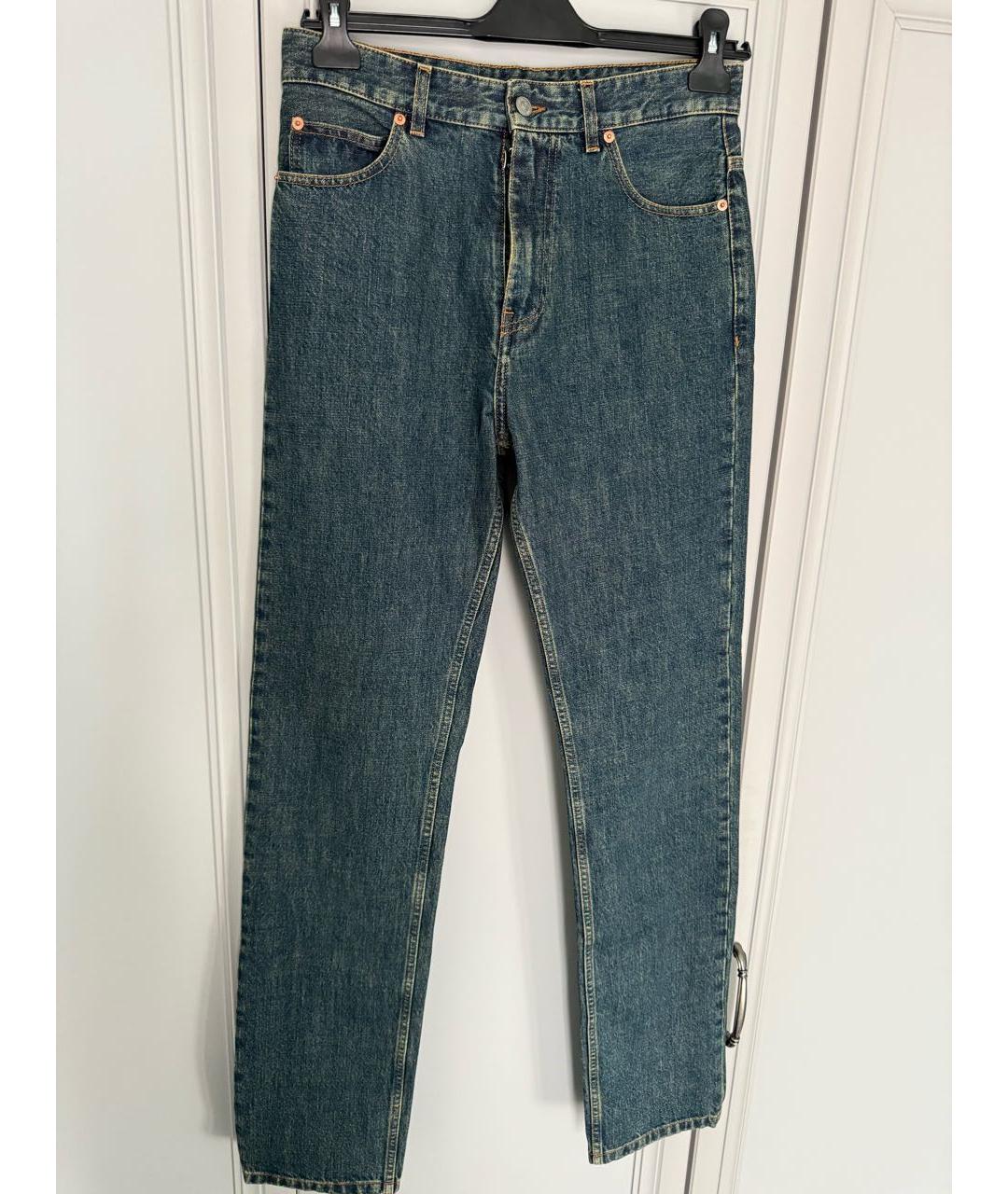 MAISON MARGIELA Синие хлопковые прямые джинсы, фото 7