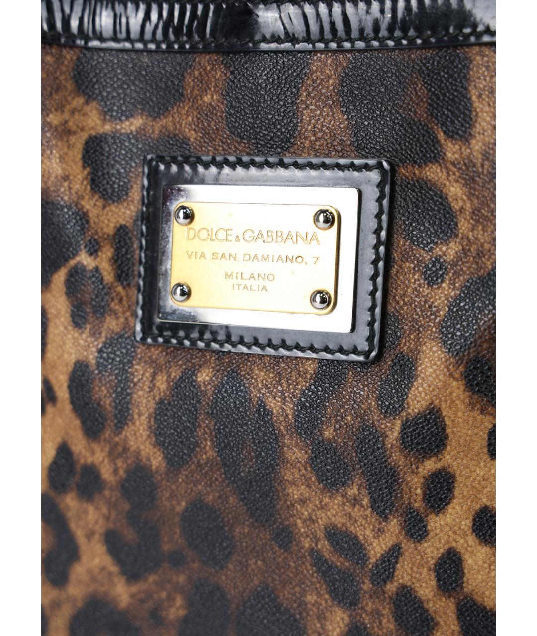 DOLCE&GABBANA Коричневая кожаная сумка тоут, фото 5