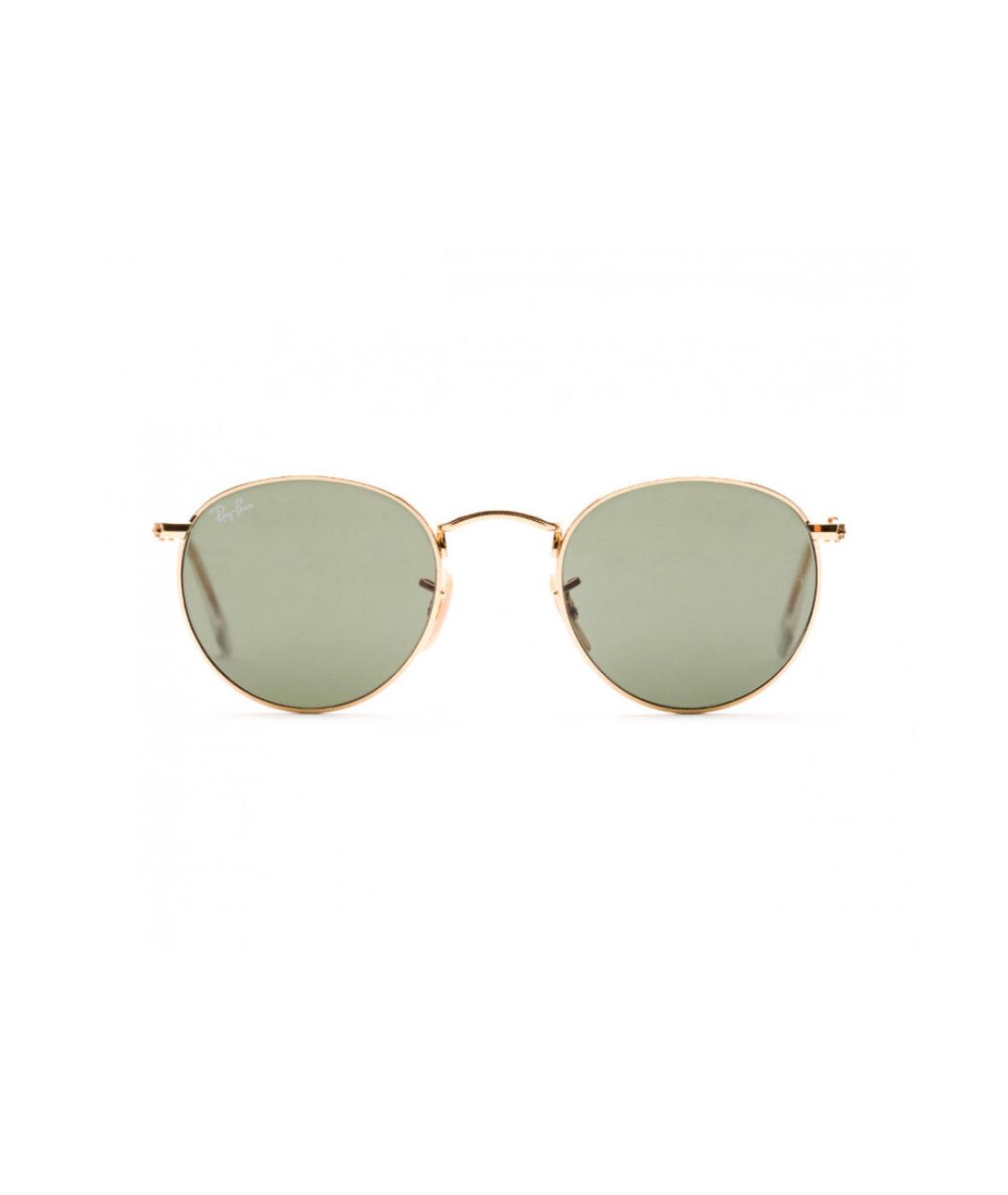 RAY BAN Золотые металлические солнцезащитные очки, фото 1