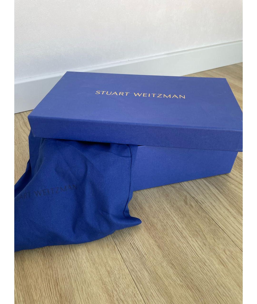 STUART WEITZMAN Белые кожаные лодочки на низком каблуке, фото 7