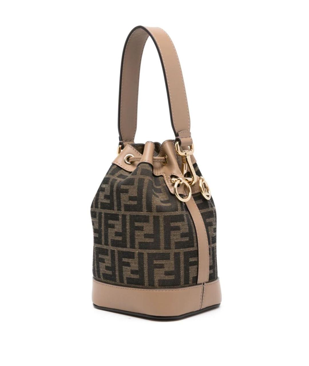 FENDI Коричневая тканевая сумка тоут, фото 3