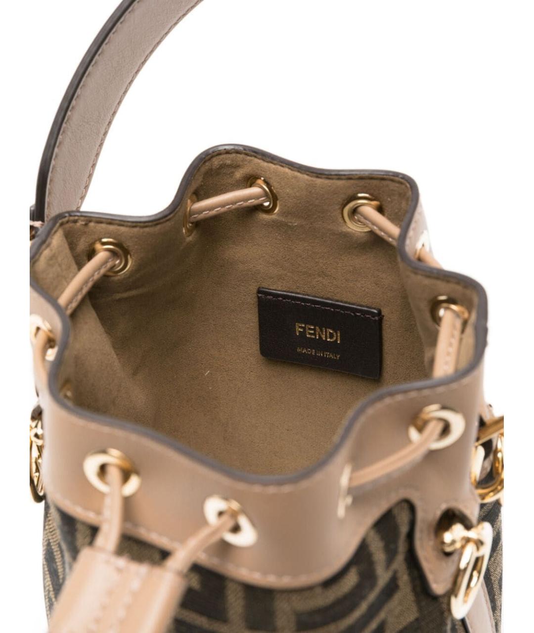 FENDI Коричневая тканевая сумка тоут, фото 4