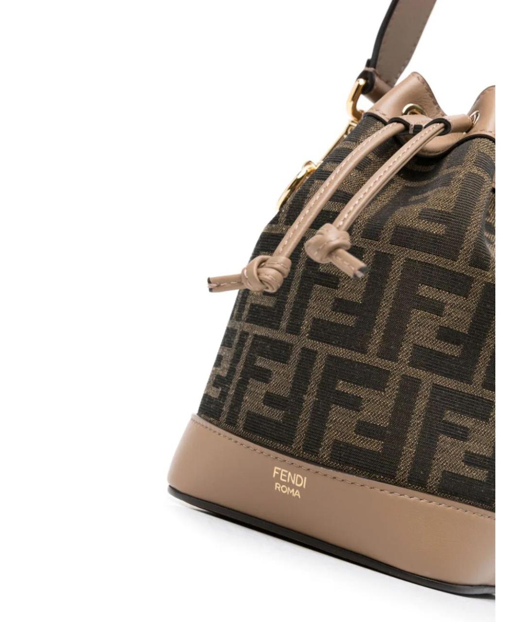 FENDI Коричневая тканевая сумка тоут, фото 5