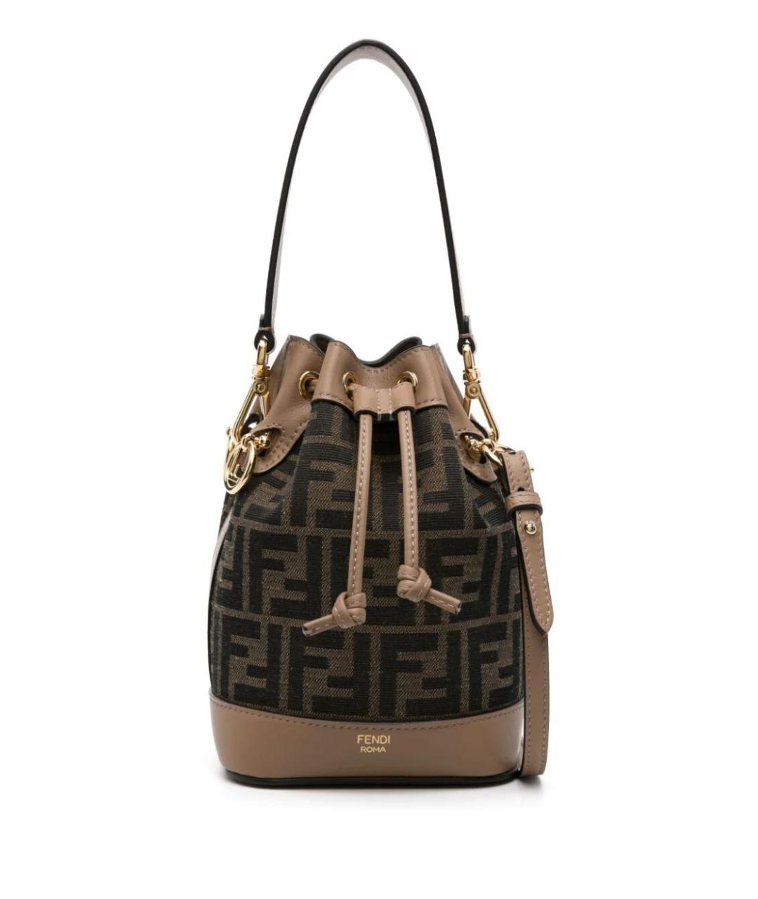 FENDI Коричневая тканевая сумка тоут, фото 1