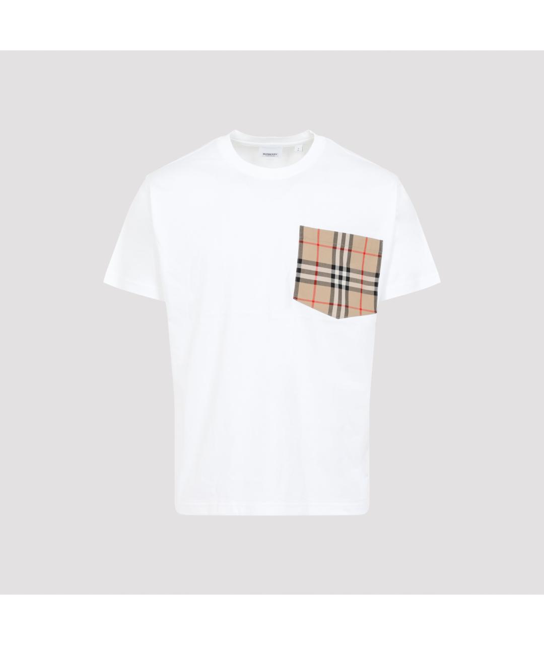 BURBERRY Белая хлопковая футболка, фото 2