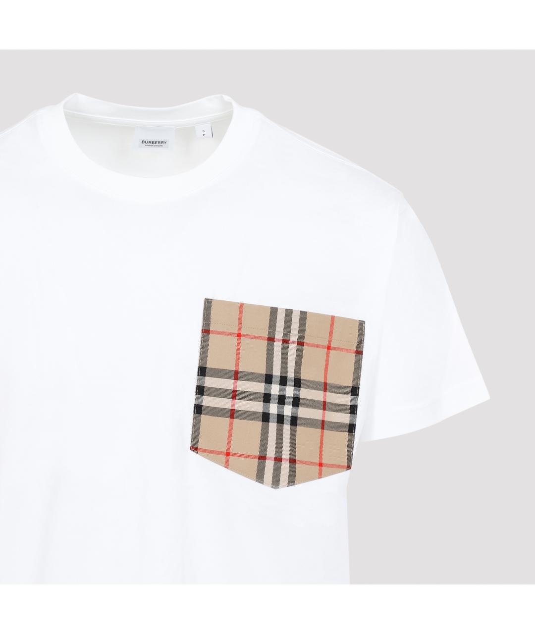 BURBERRY Белая хлопковая футболка, фото 3