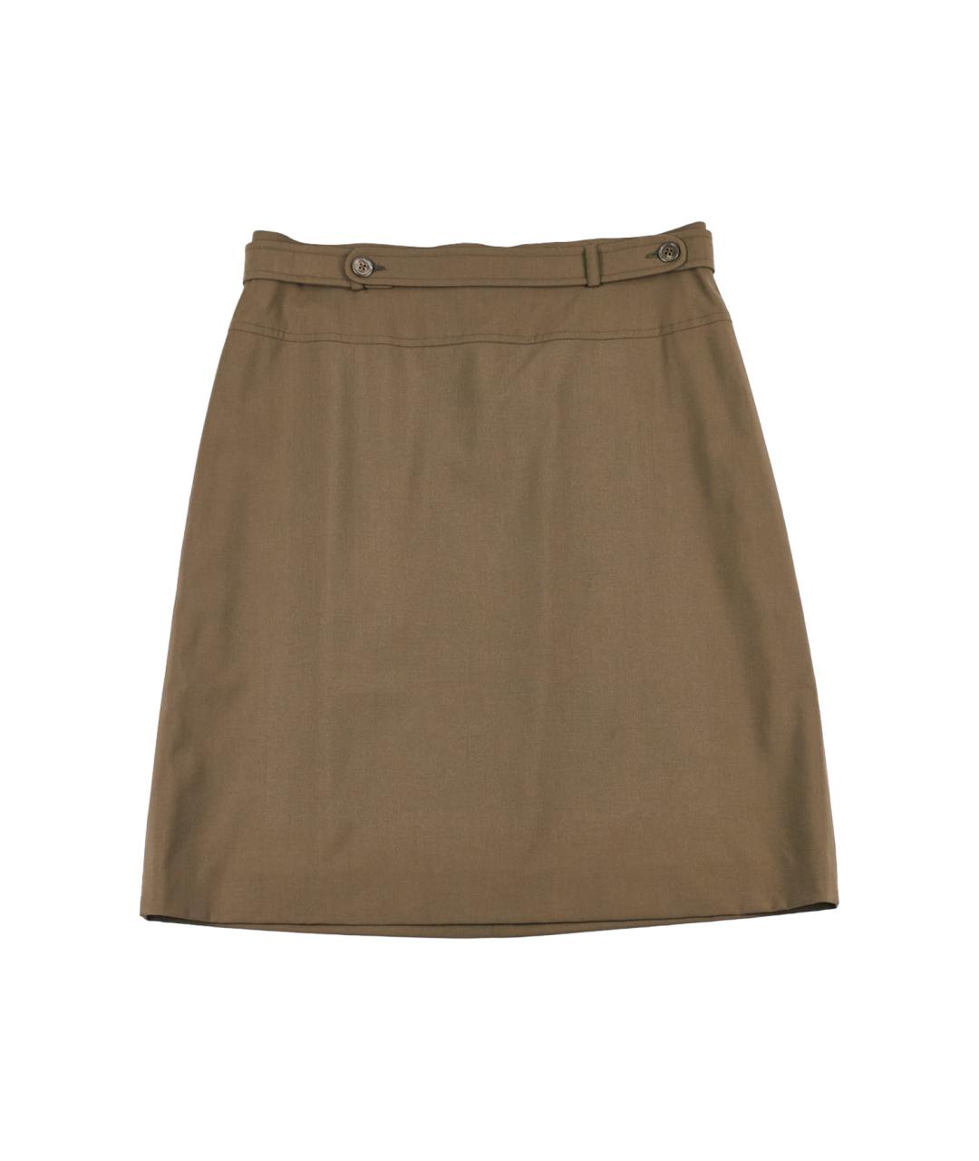 JIL SANDER Хаки шерстяная юбка мини, фото 1