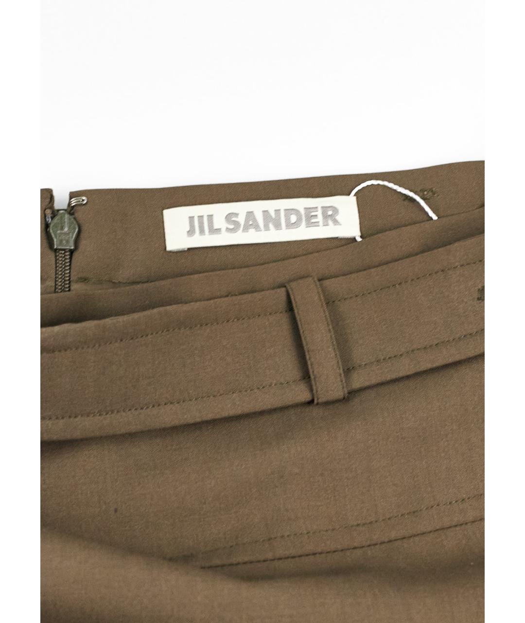 JIL SANDER Хаки шерстяная юбка мини, фото 5
