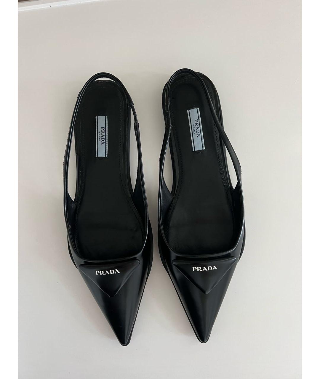 PRADA Черные кожаные балетки, фото 2