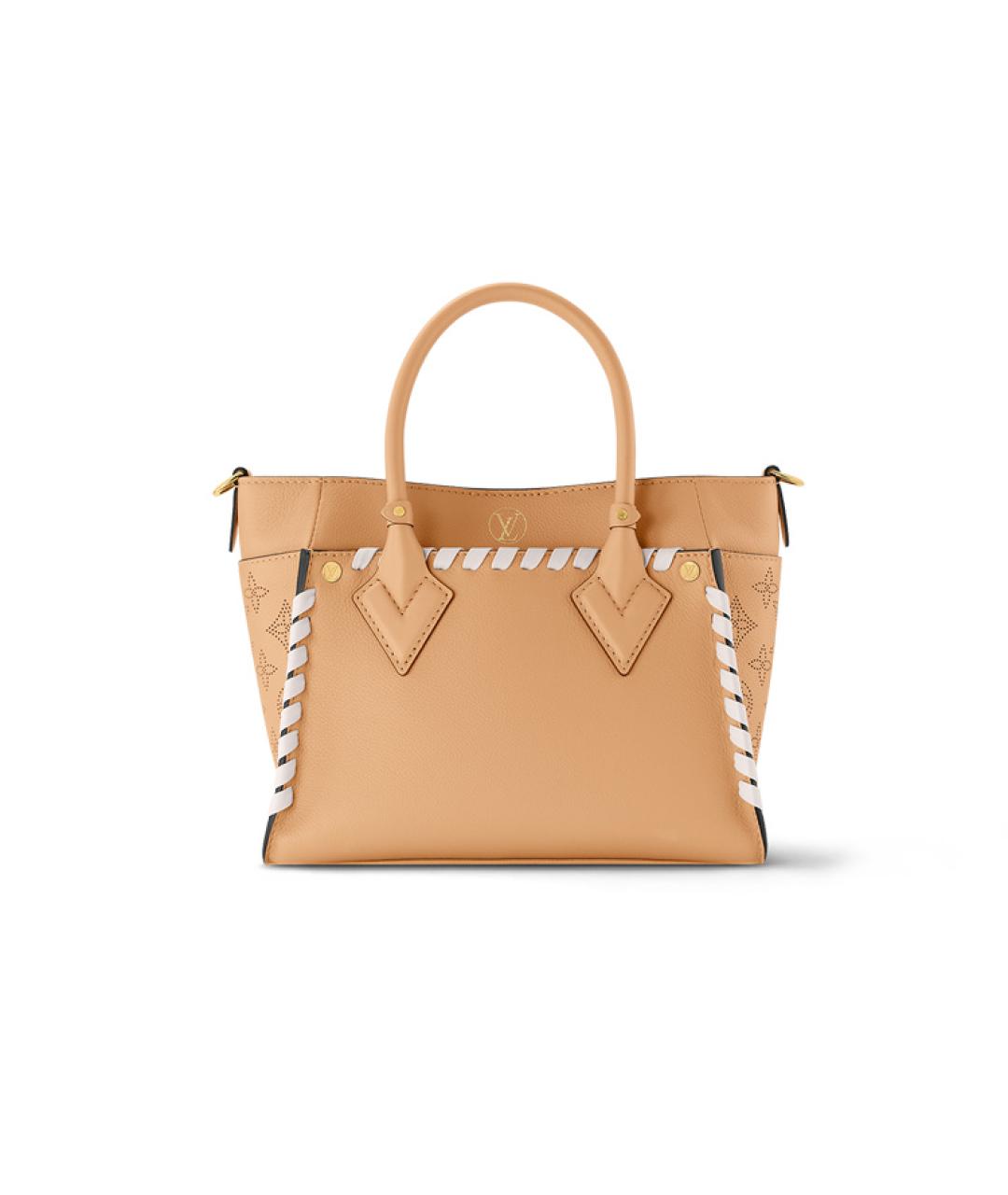 LOUIS VUITTON Бежевая кожаная сумка с короткими ручками, фото 3