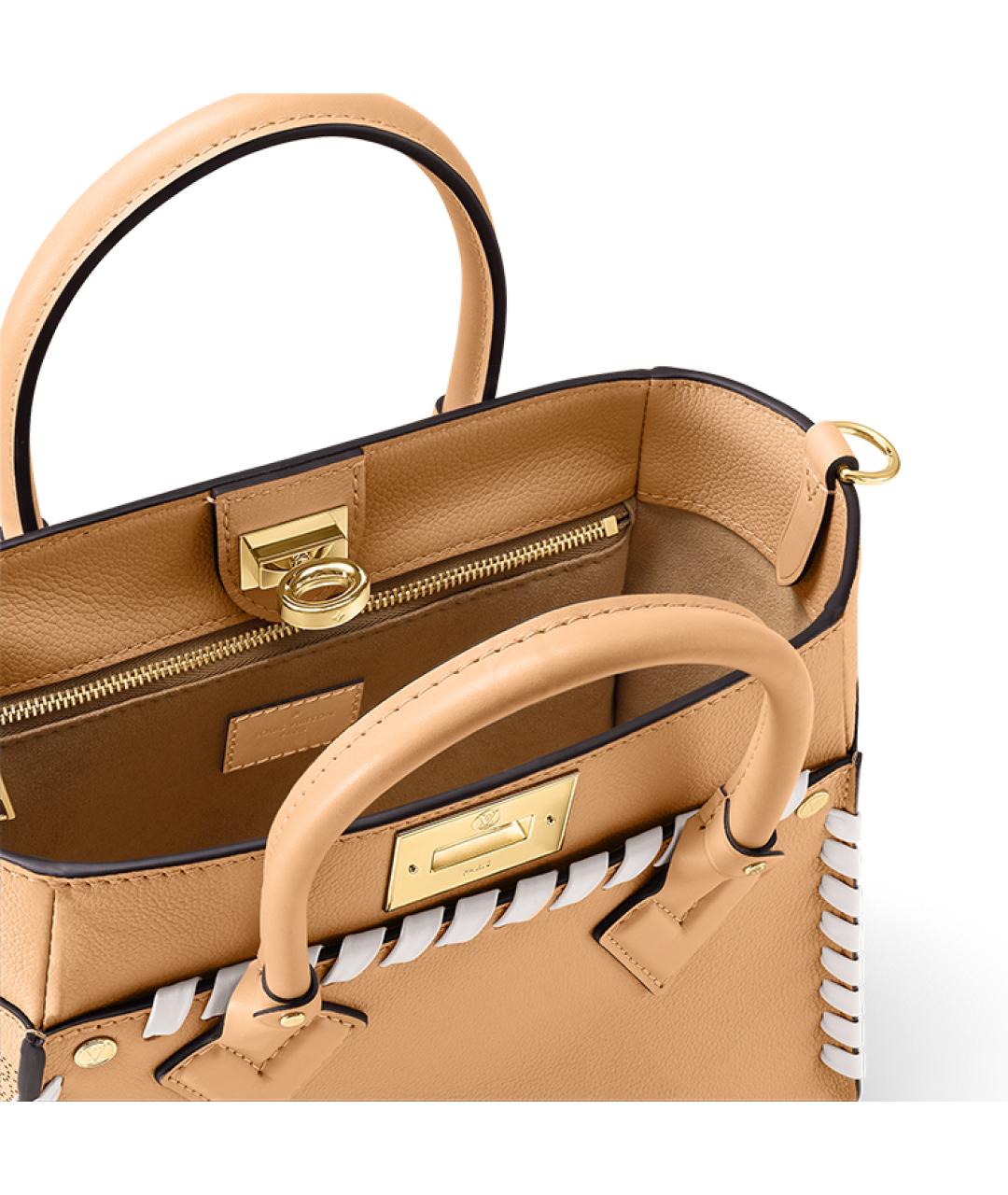 LOUIS VUITTON Бежевая кожаная сумка с короткими ручками, фото 6