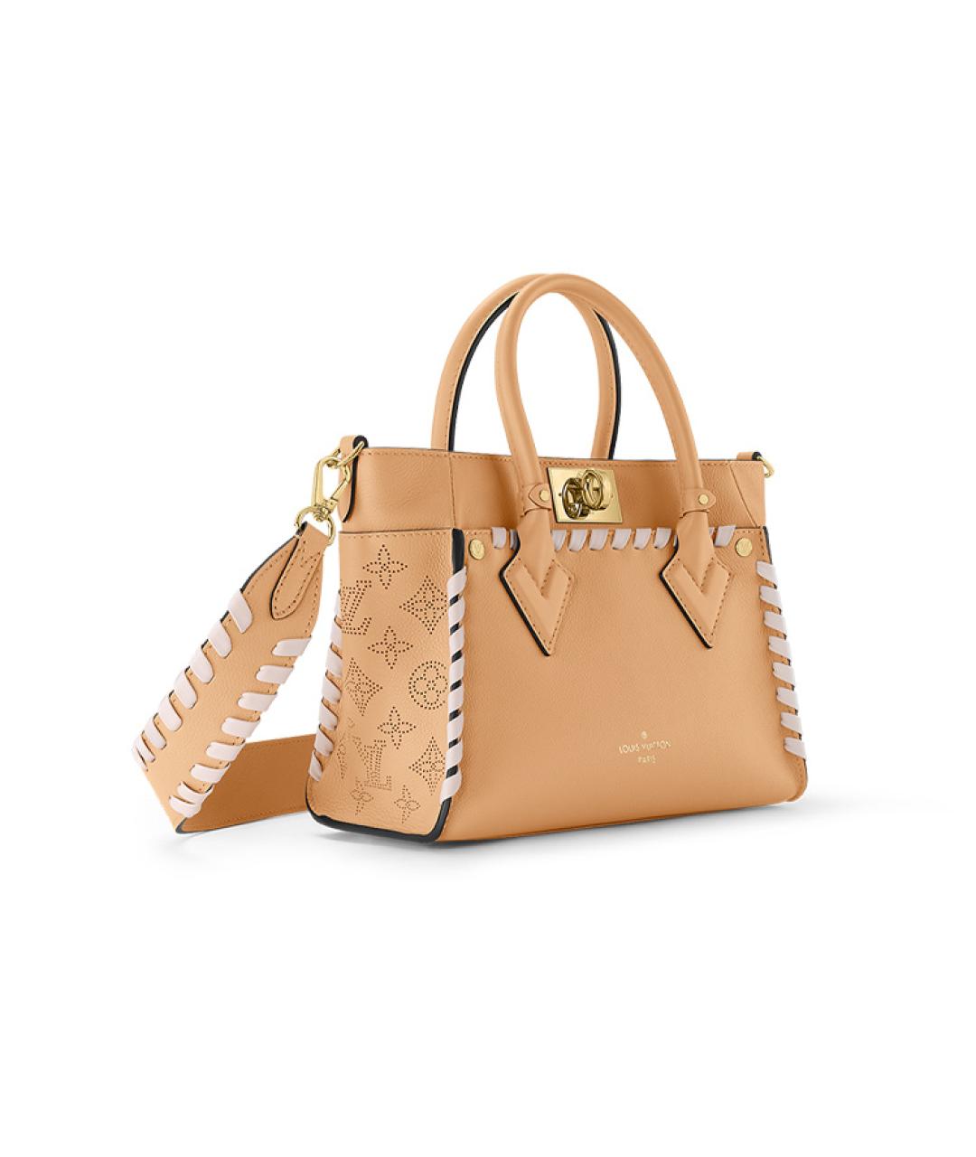 LOUIS VUITTON Бежевая кожаная сумка с короткими ручками, фото 2
