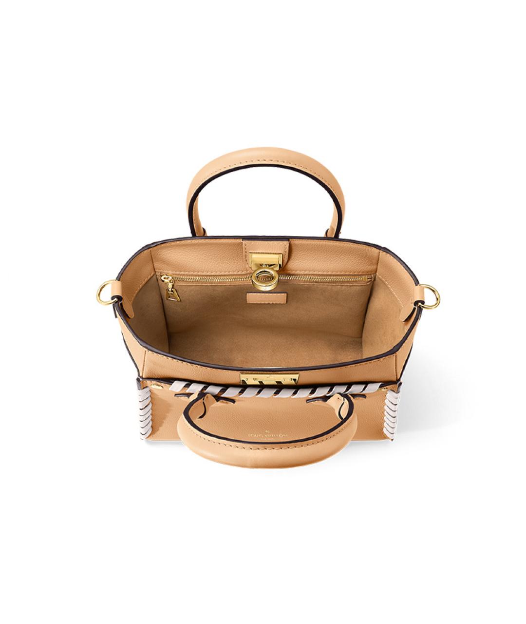 LOUIS VUITTON Бежевая кожаная сумка с короткими ручками, фото 4