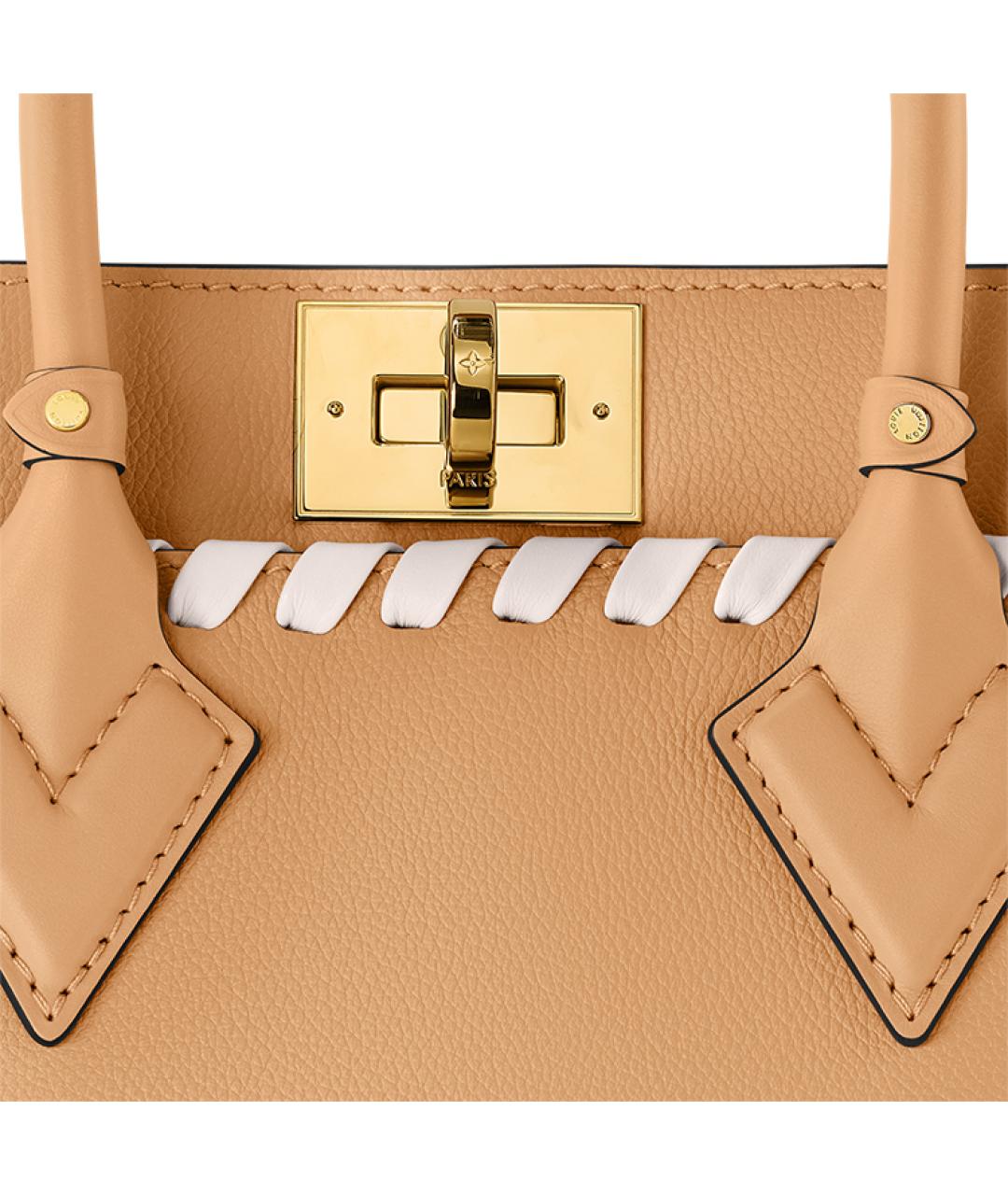 LOUIS VUITTON Бежевая кожаная сумка с короткими ручками, фото 5