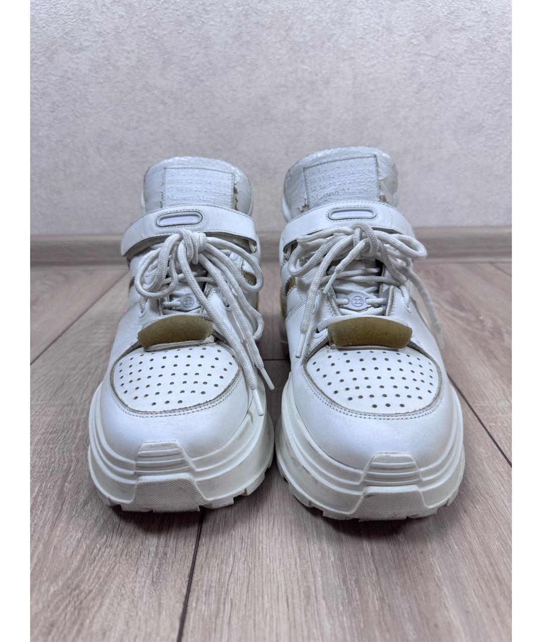 MM6 MAISON MARGIELA Белые кожаные высокие кроссовки / кеды, фото 2