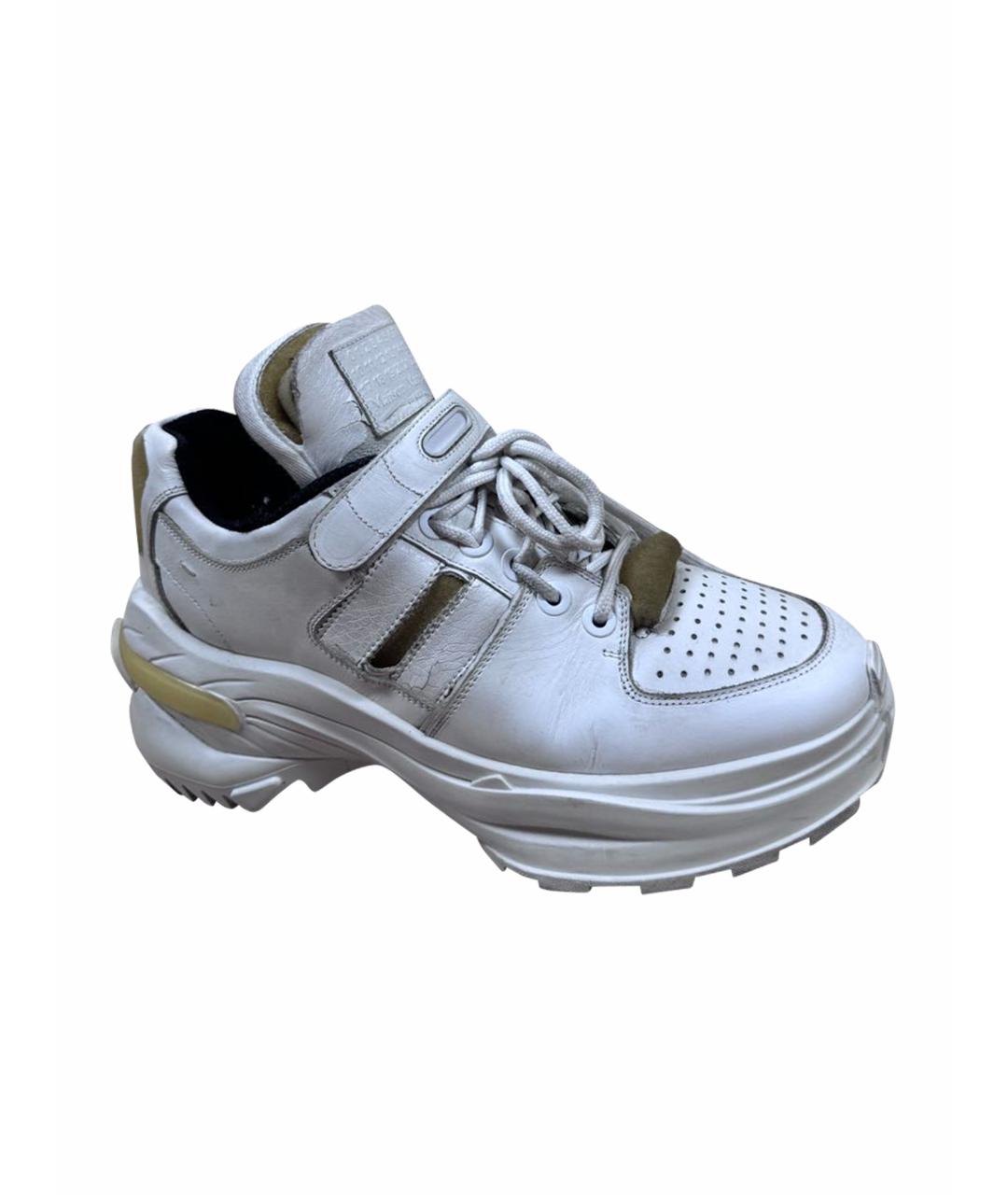 MM6 MAISON MARGIELA Белые кожаные высокие кроссовки / кеды, фото 1