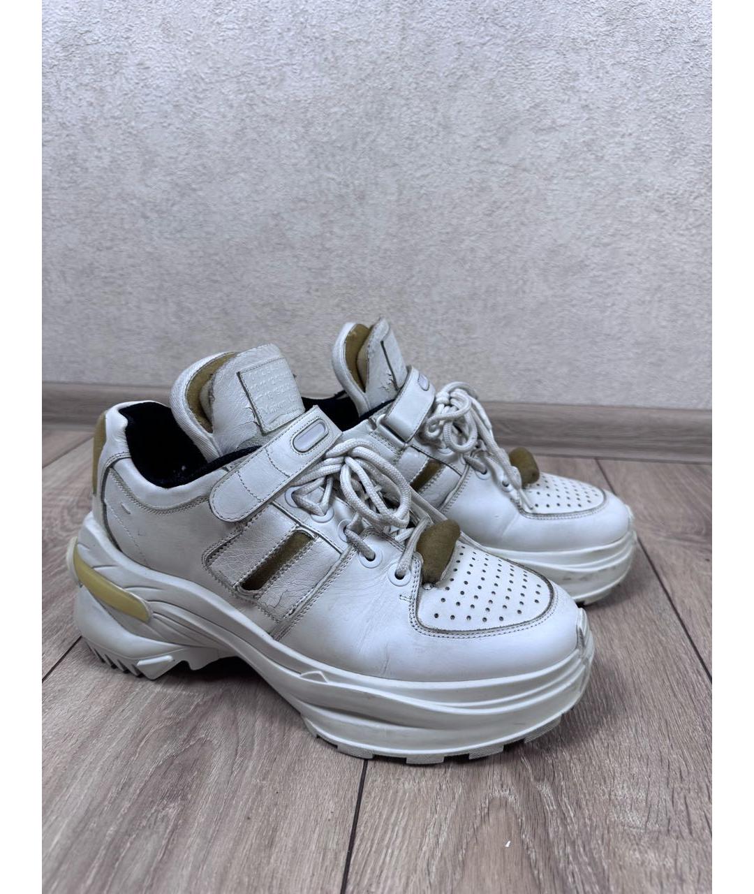 MM6 MAISON MARGIELA Белые кожаные высокие кроссовки / кеды, фото 9
