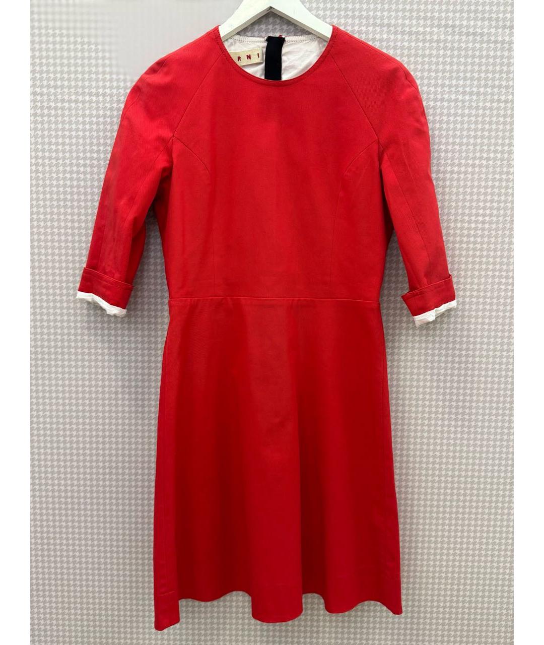 MARNI Красное хлопко-эластановое повседневное платье, фото 7