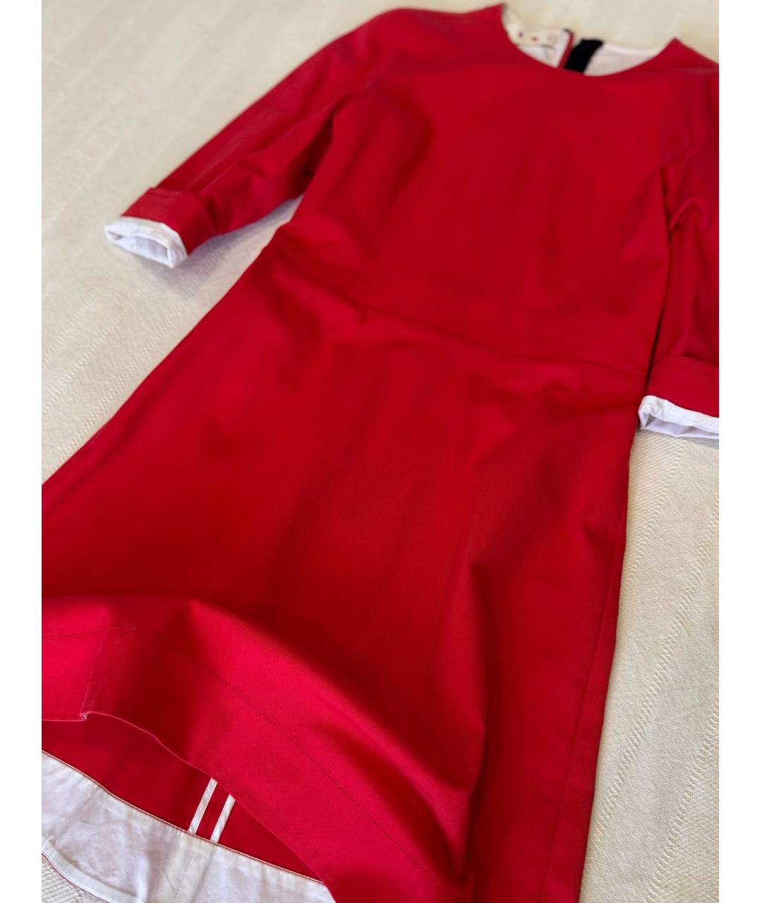 MARNI Красное хлопко-эластановое повседневное платье, фото 6