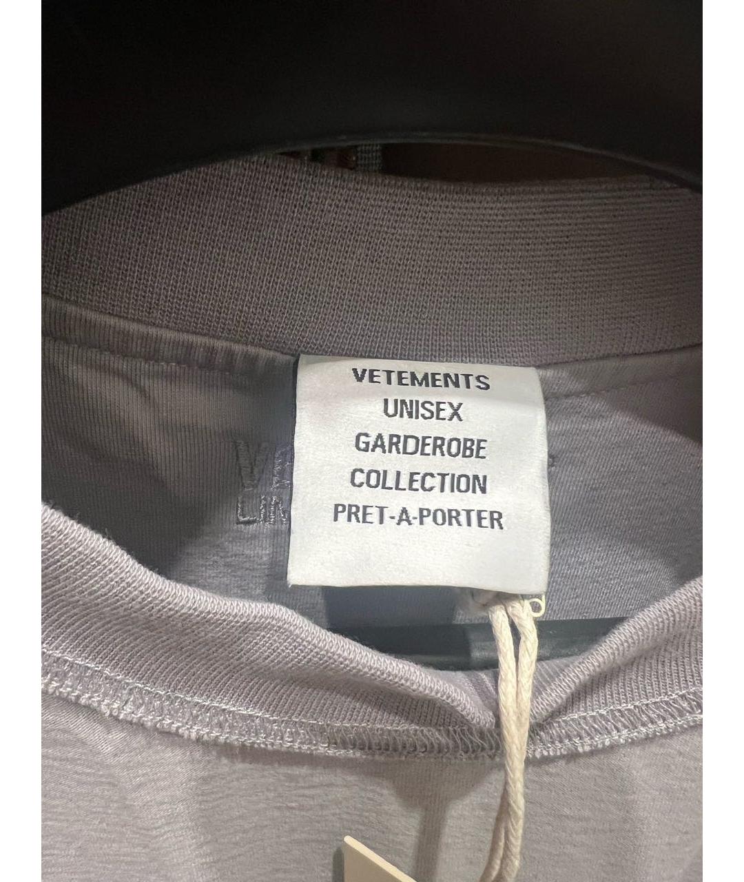 VETEMENTS Серая хлопковая футболка, фото 6