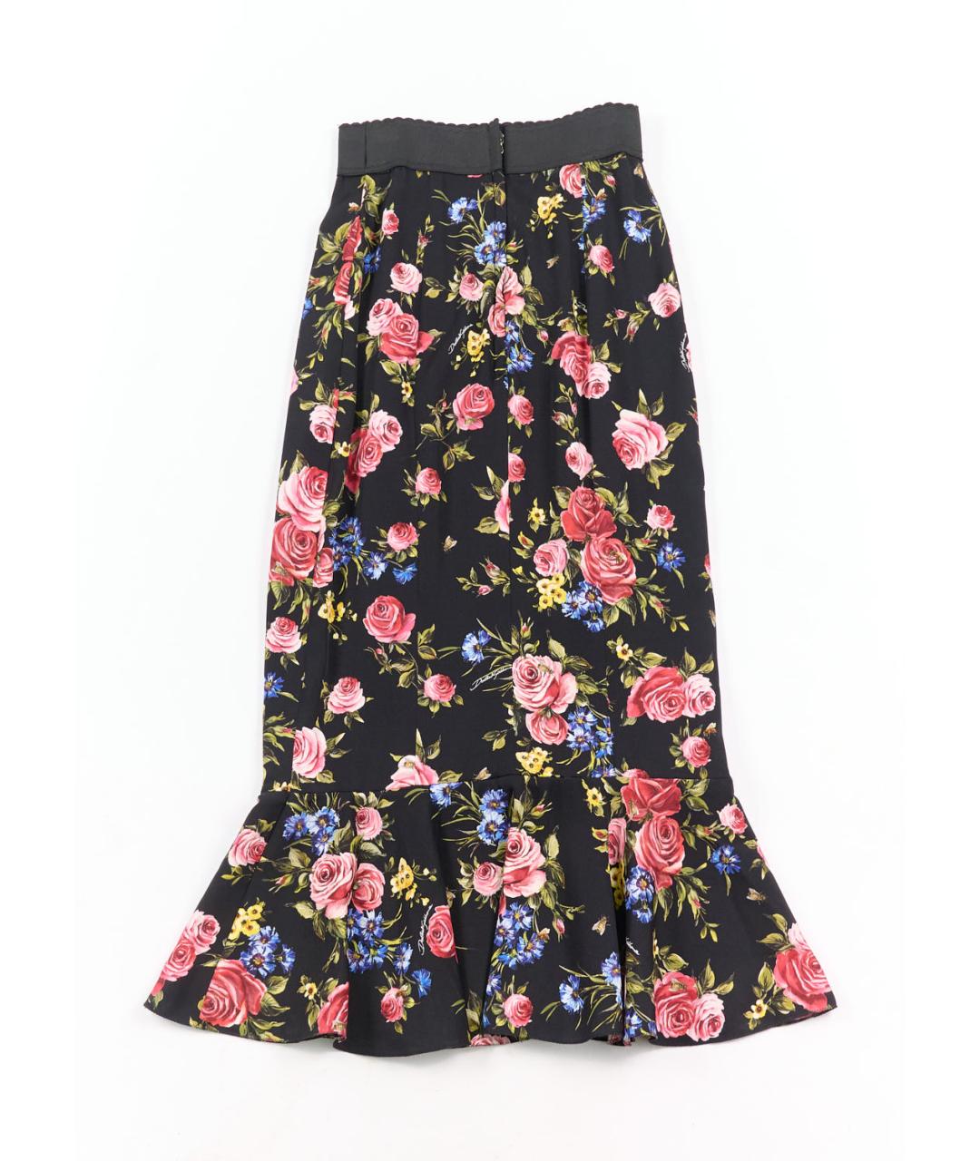 DOLCE&GABBANA Черная шелковая юбка макси, фото 4
