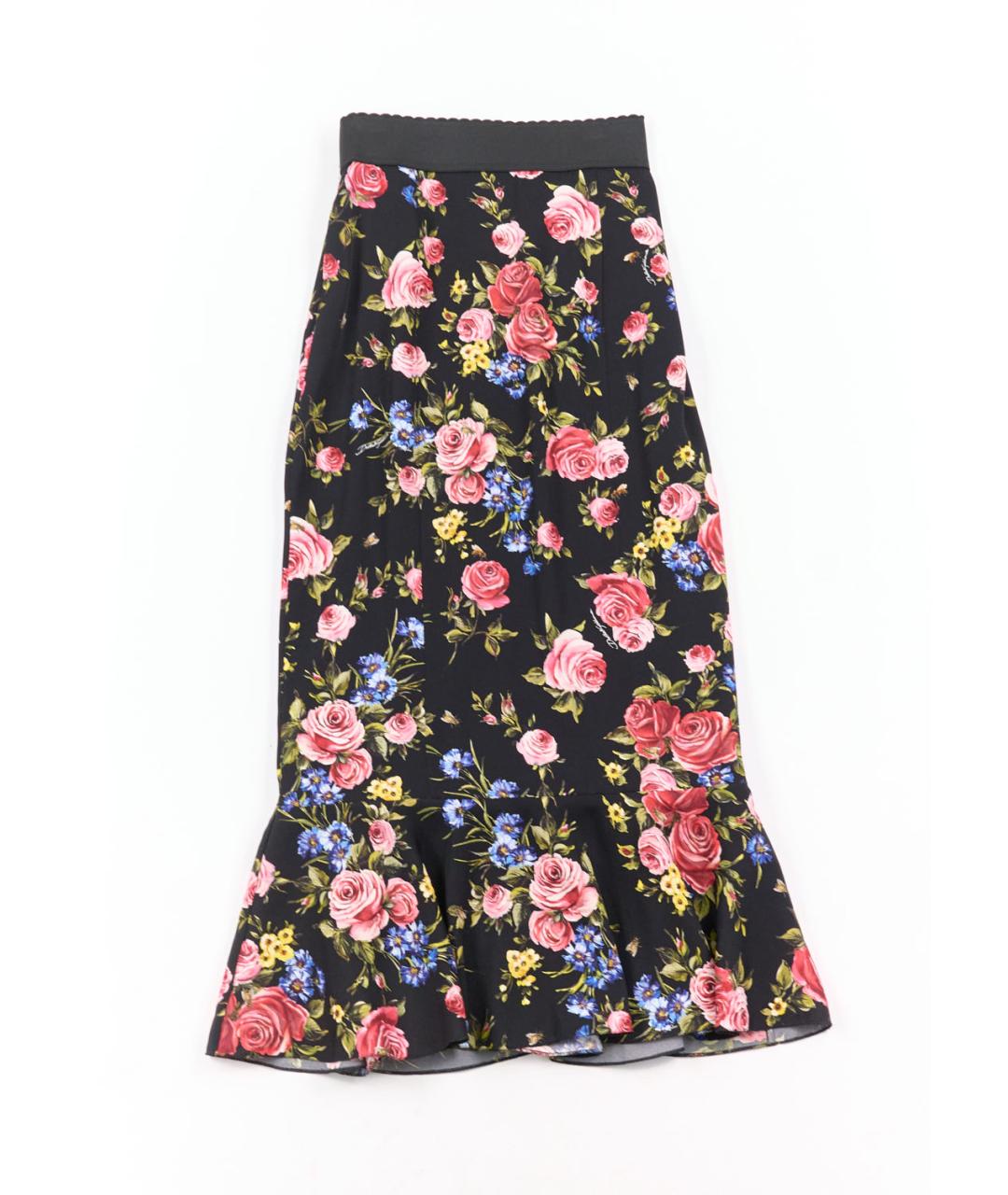 DOLCE&GABBANA Черная шелковая юбка макси, фото 2