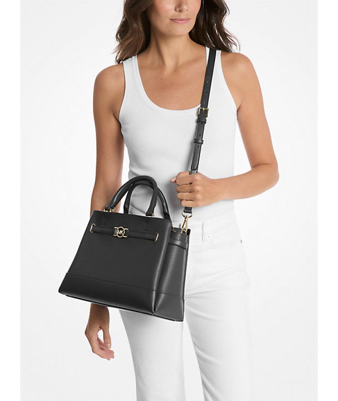 MICHAEL KORS Черная кожаная сумка тоут, фото 2