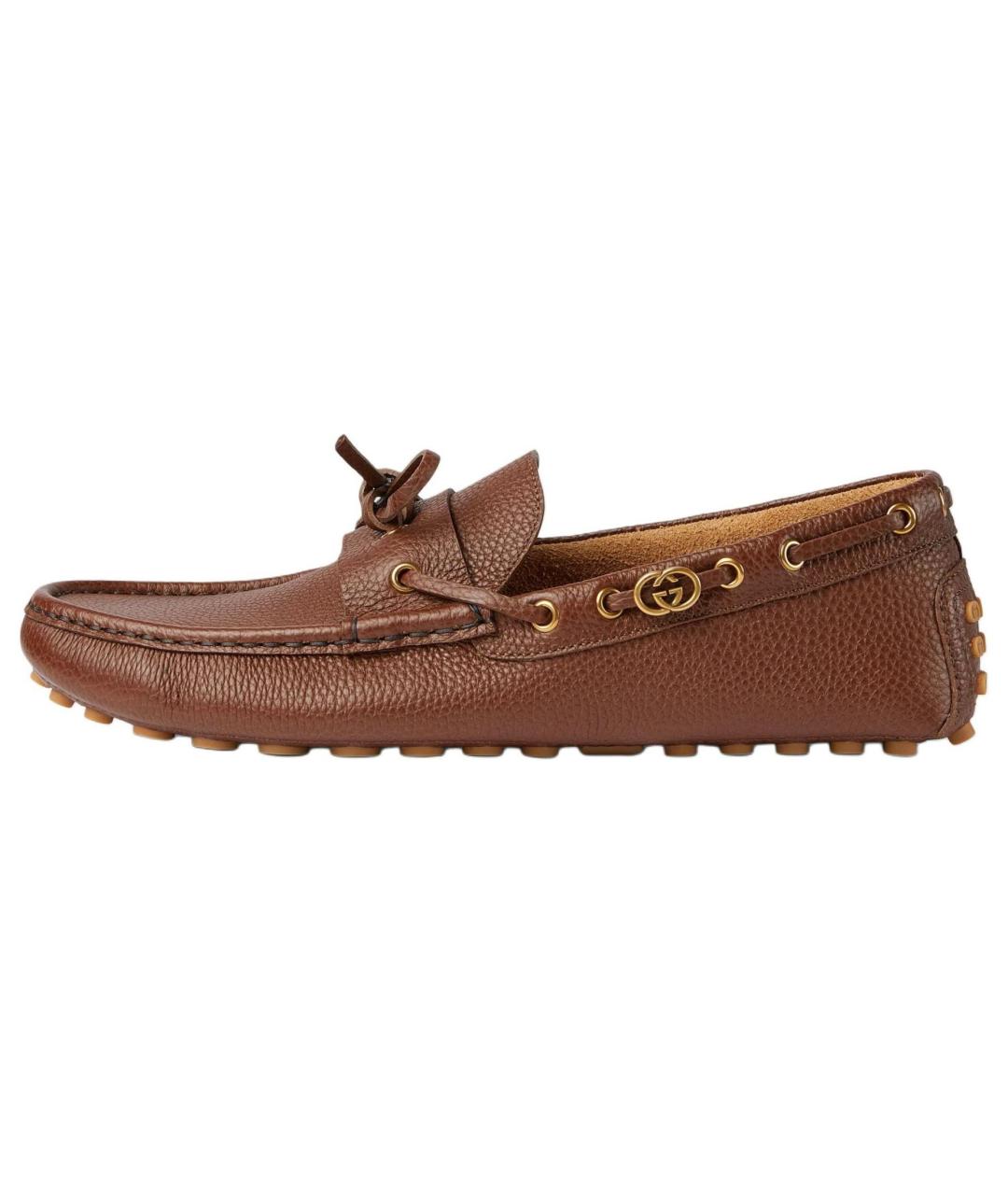GUCCI Коричневые кожаные лоферы, фото 2