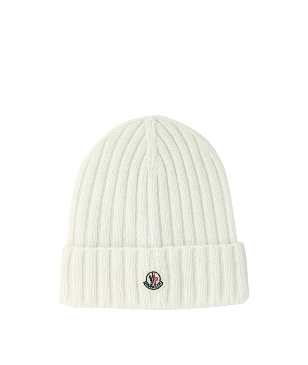 MONCLER Белая шерстяная шапка, фото 1