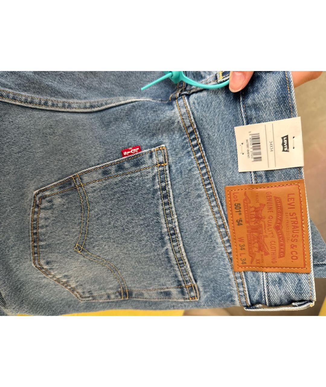 LEVI'S Синие хлопковые прямые джинсы, фото 3