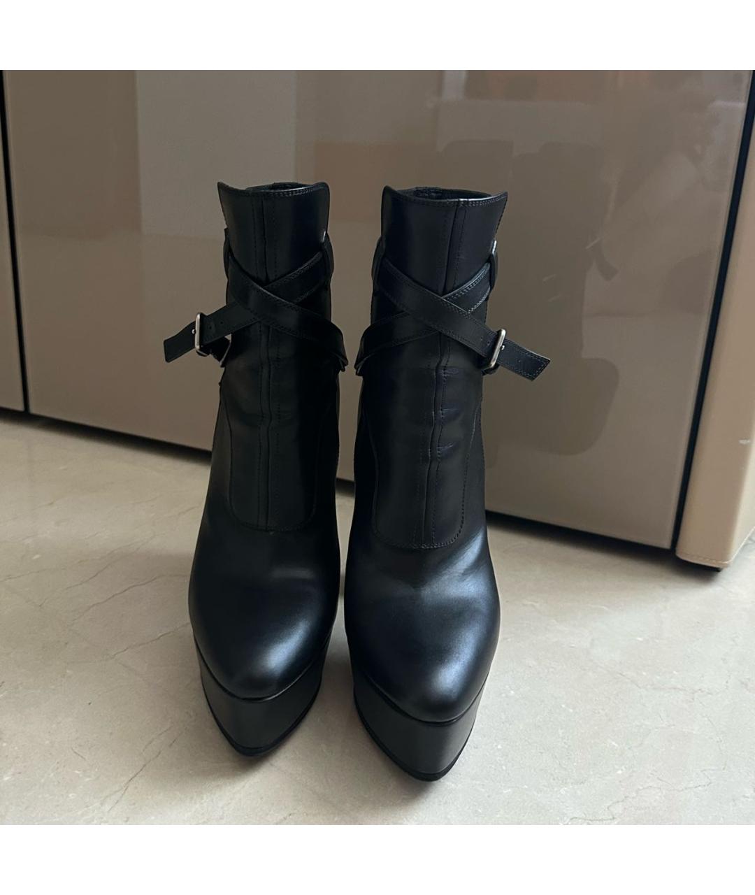 SAINT LAURENT Черные кожаные ботильоны, фото 2