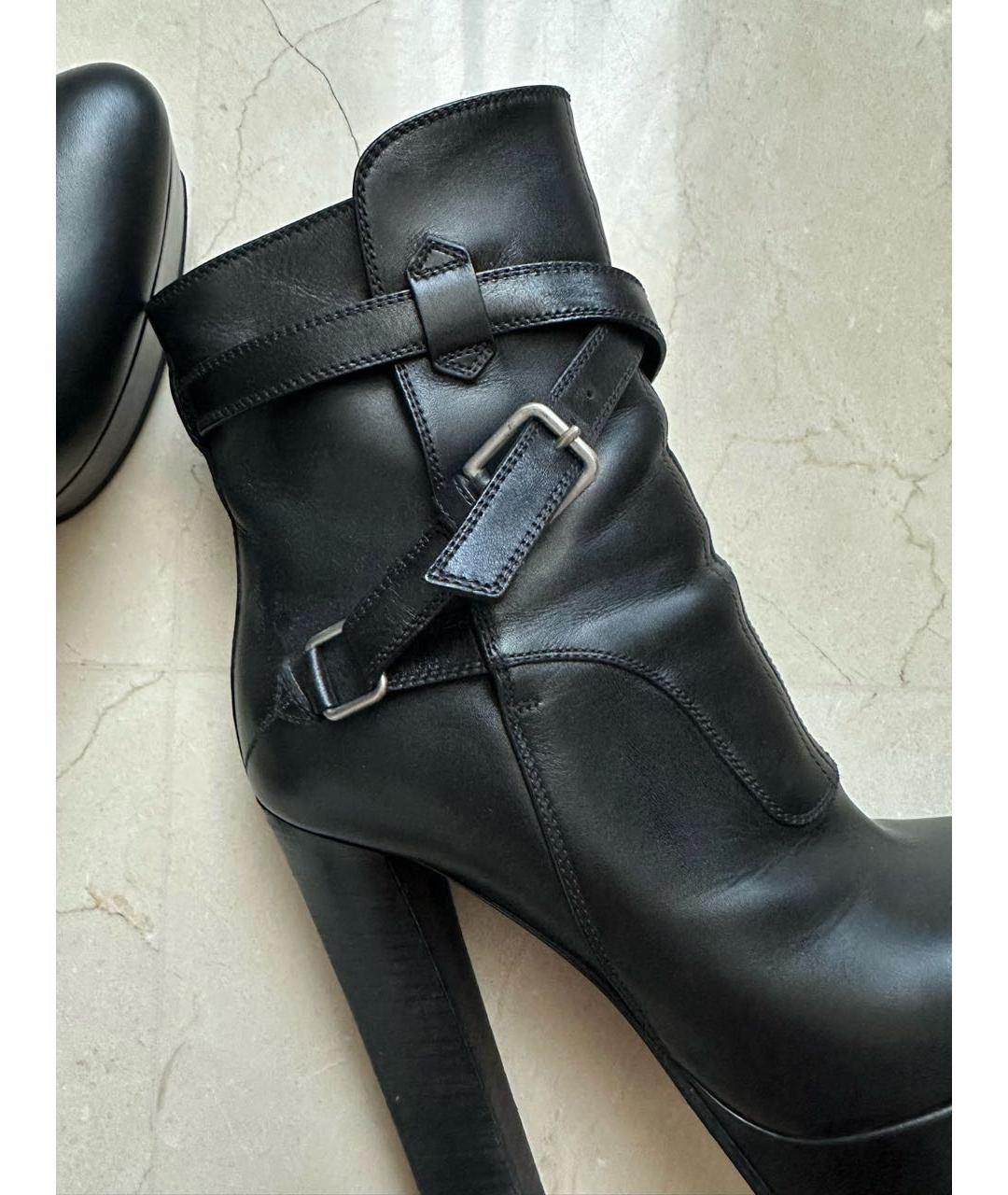 SAINT LAURENT Черные кожаные ботильоны, фото 5
