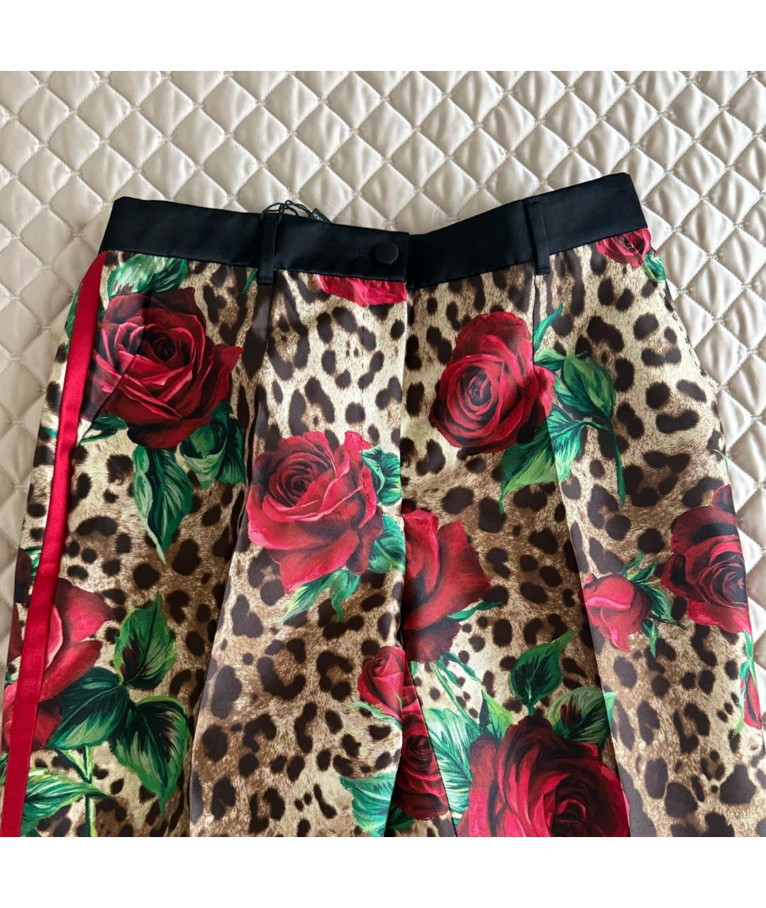 DOLCE&GABBANA Мульти шелковые прямые брюки, фото 3