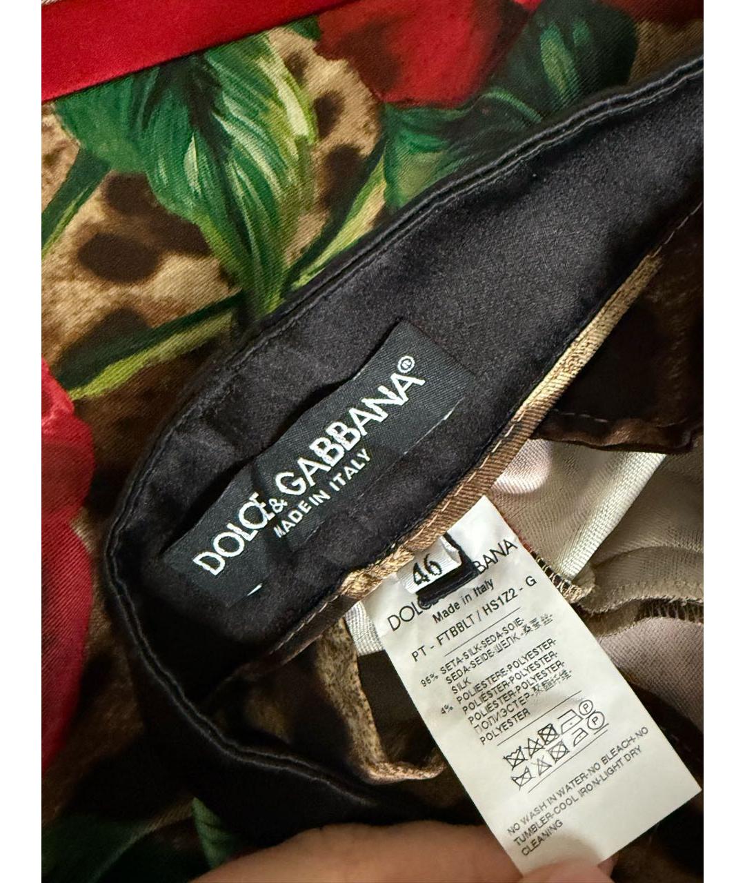 DOLCE&GABBANA Мульти шелковые прямые брюки, фото 5