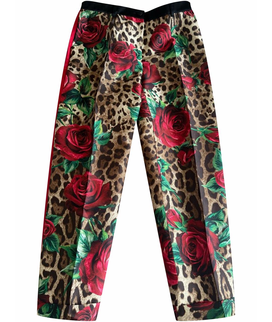 DOLCE&GABBANA Мульти шелковые прямые брюки, фото 1