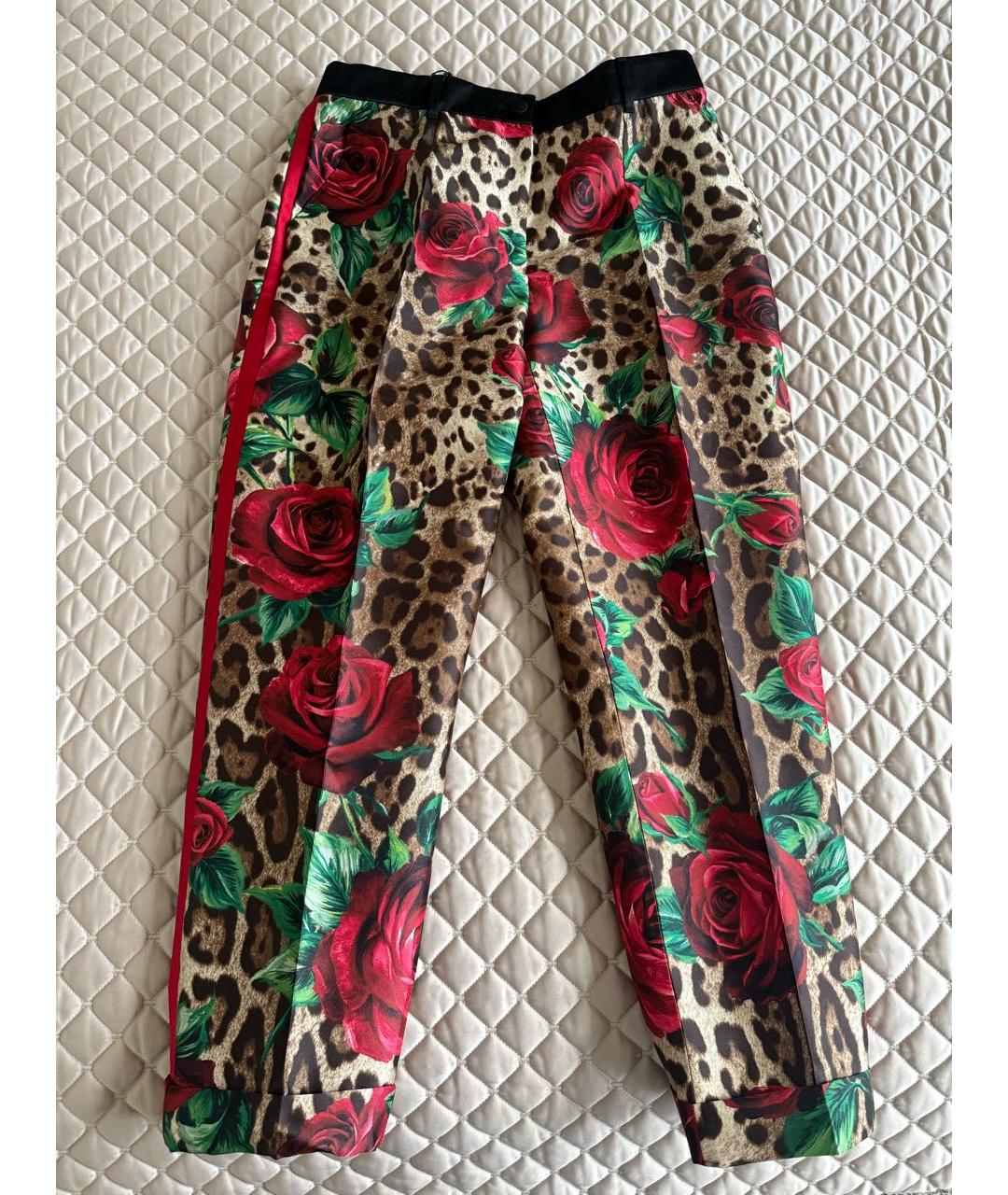DOLCE&GABBANA Мульти шелковые прямые брюки, фото 7