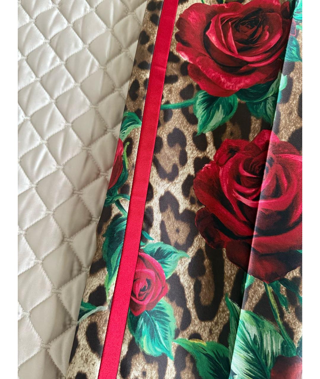 DOLCE&GABBANA Мульти шелковые прямые брюки, фото 4