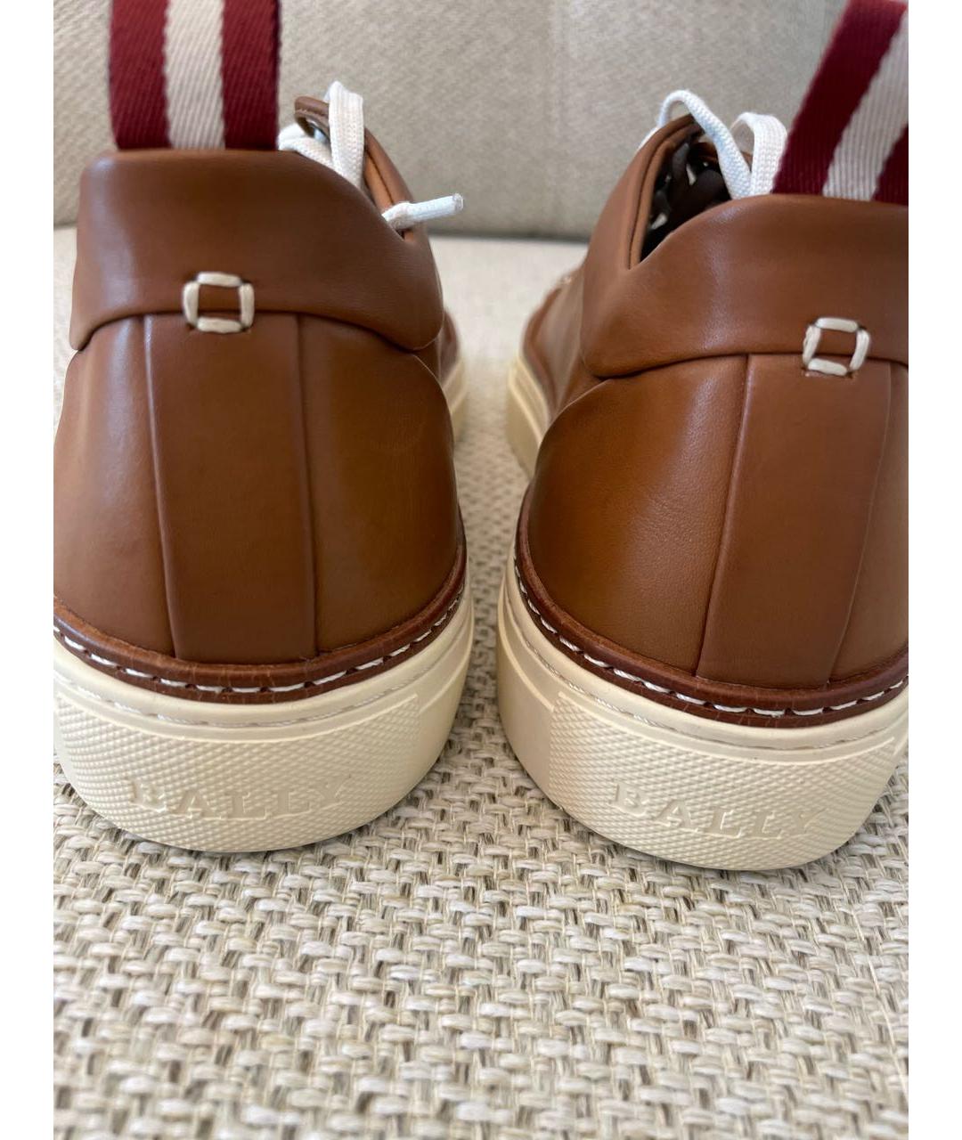 BALLY Коричневые кожаные низкие кроссовки / кеды, фото 4