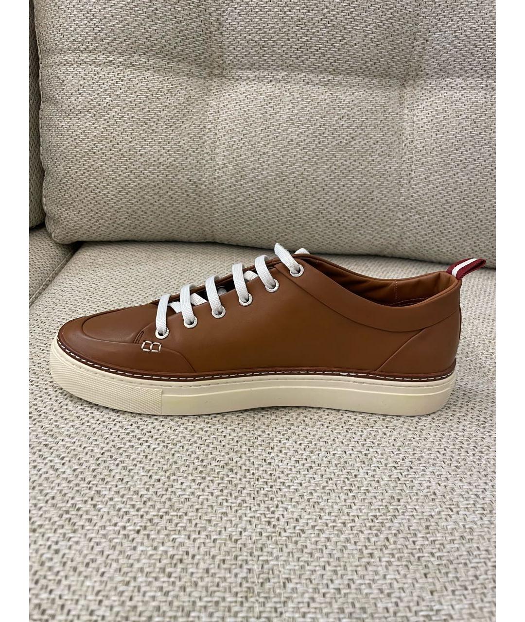 BALLY Коричневые кожаные низкие кроссовки / кеды, фото 5