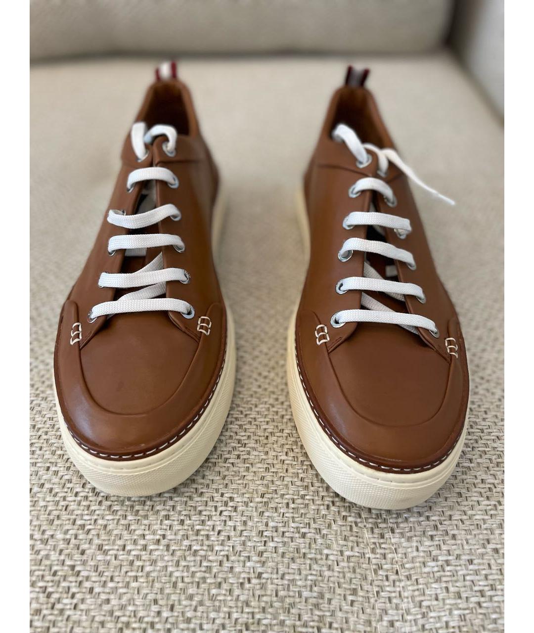 BALLY Коричневые кожаные низкие кроссовки / кеды, фото 2