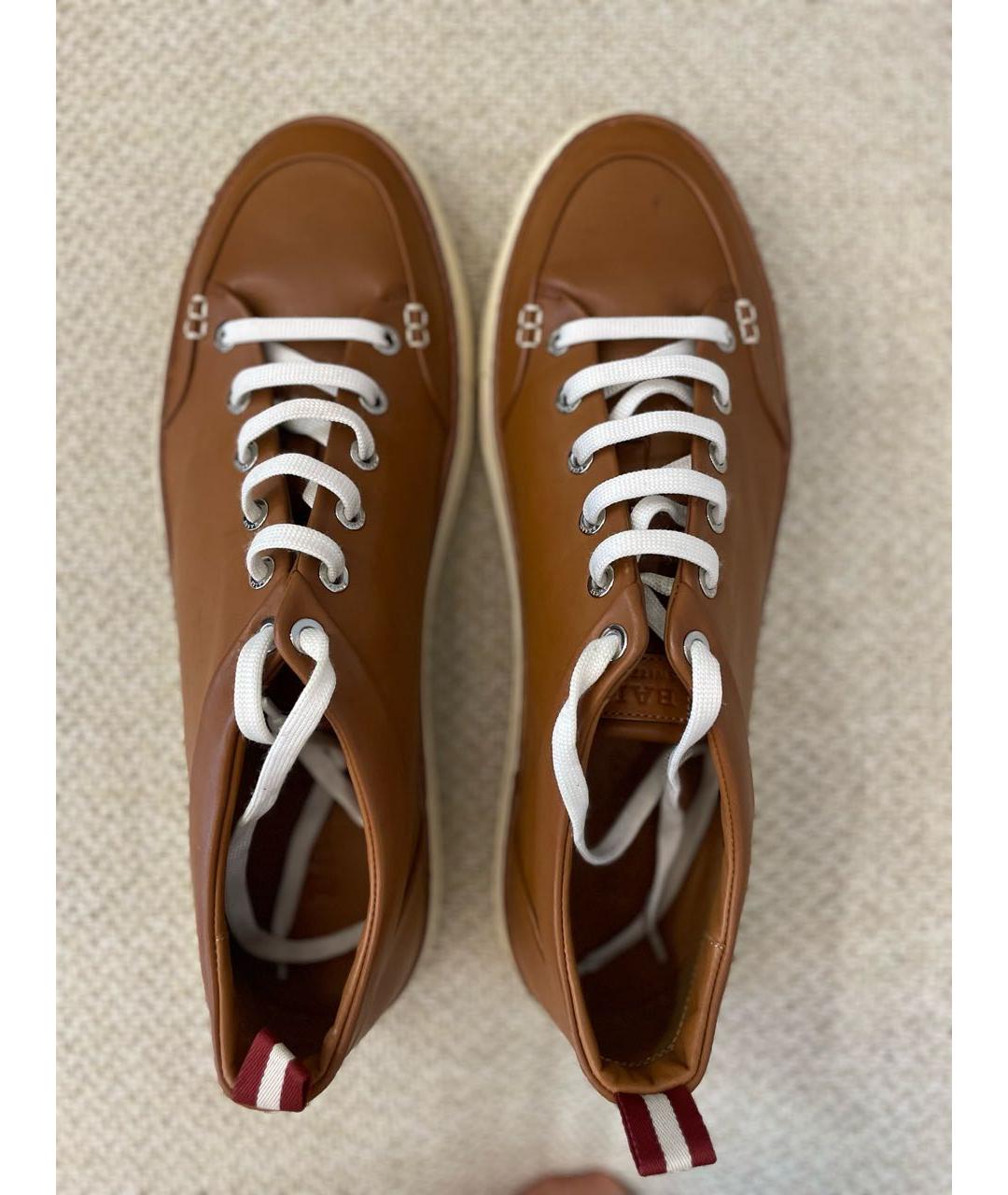 BALLY Коричневые кожаные низкие кроссовки / кеды, фото 3