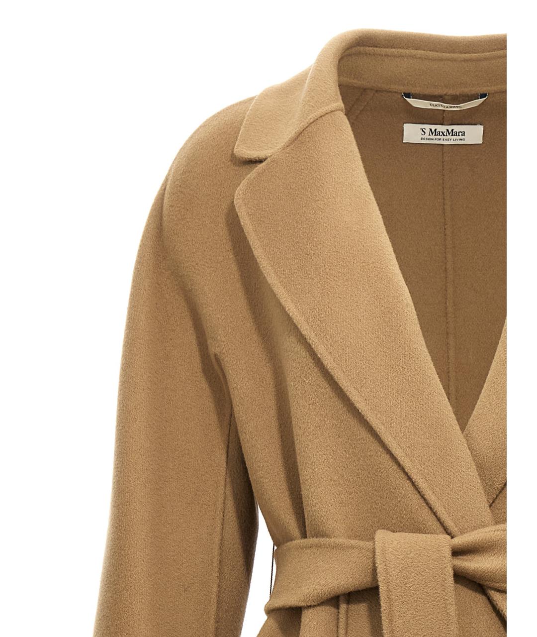 'S MAX MARA Коричневое шерстяное пальто, фото 3